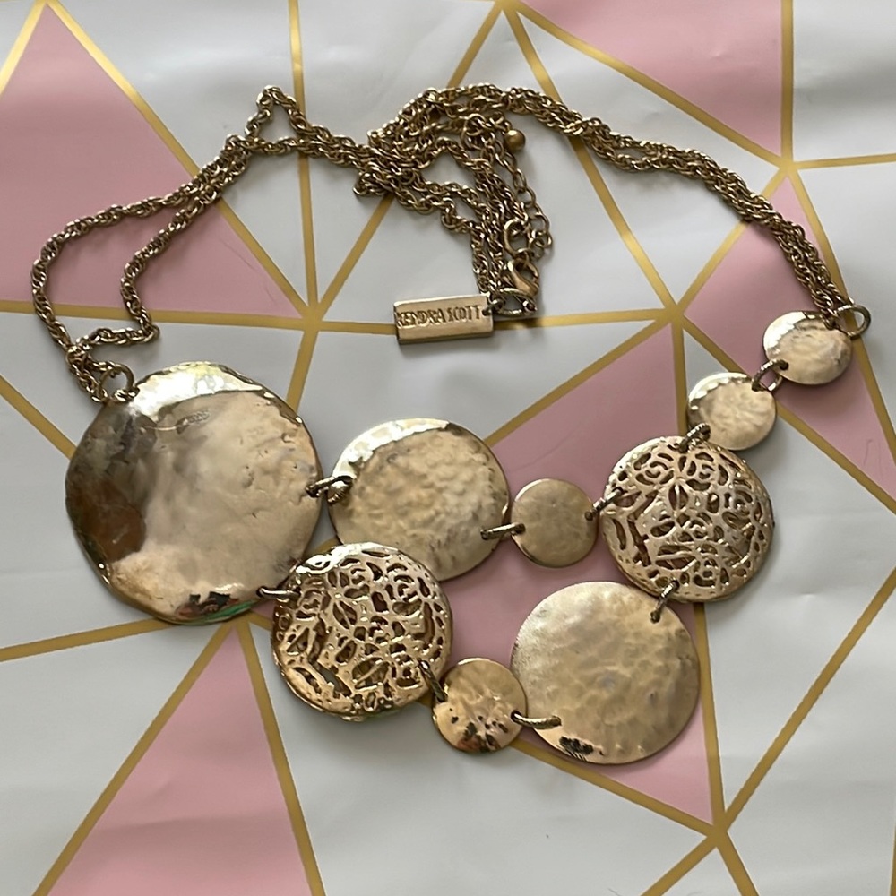 Kendra Scott retired Lena statement bib necklace gold medallions